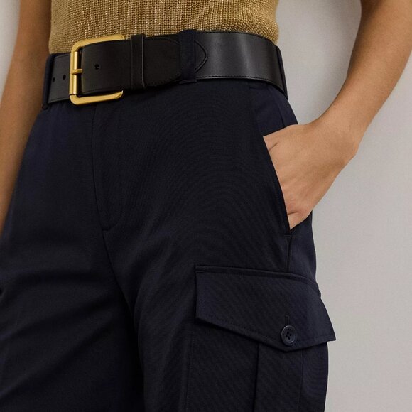 195$ Lauren Ralph Lauren Faille Cargo Pants Mid Rise Women's Size 10 Navy Blue - Picture 4 of 4